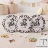 Badge Rond 5 Cm Épinglette rose fille léopard bébé