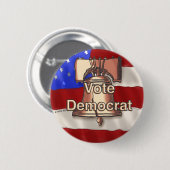 Badge Rond 5 Cm Épinglette Vote Démocrate (Devant & derrière)