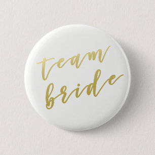 Badge Rond 5 Cm Épouse d'équipe Faux Gold Script White