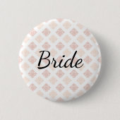 Badge Rond 5 Cm Épouse en damas blanc Peach (Devant)