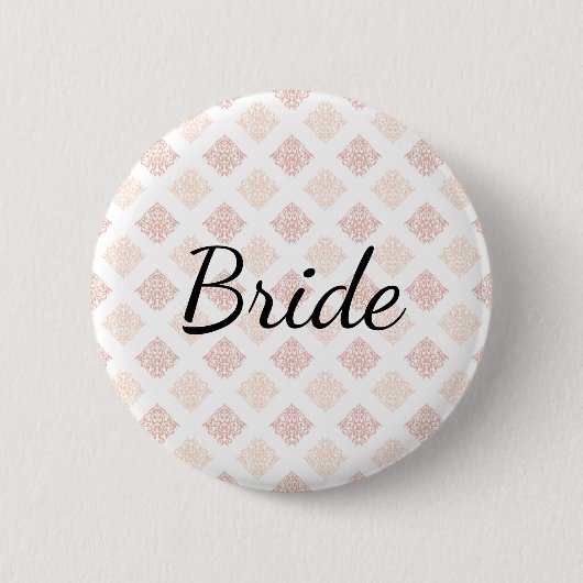 Badge Rond 5 Cm Épouse en damas blanc Peach (Devant)