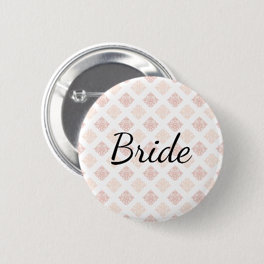 Badge Rond 5 Cm Épouse en damas blanc Peach (Devant & derrière)