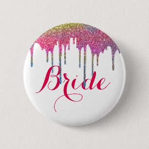 Badge Rond 5 Cm Épouse Mariage de script rose blanc