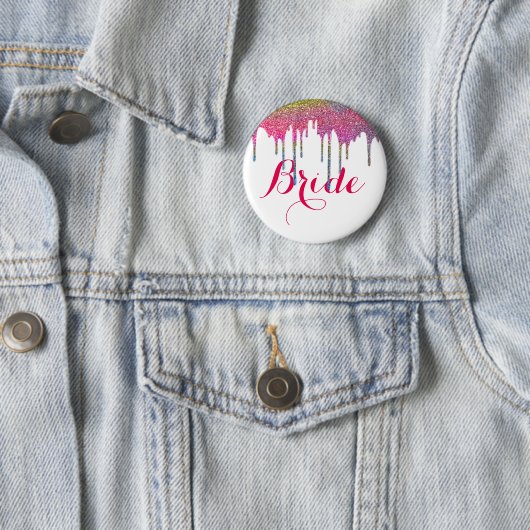 Badge Rond 5 Cm Épouse Mariage de script rose blanc (En situation)