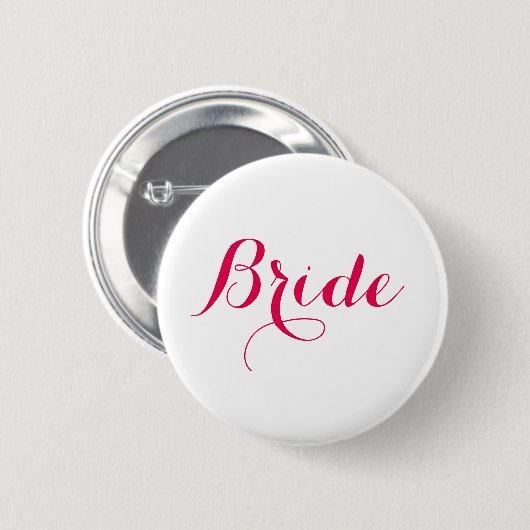 Badge Rond 5 Cm Épouse Mariage de script rose blanc (Devant & derrière)