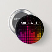 Badge Rond 5 Cm Equalizer Disco Lights Music Volume Personalised (Devant & derrière)