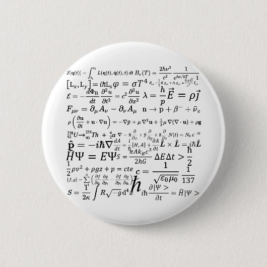Badge Rond 5 Cm Équations et formules de physique (Devant)