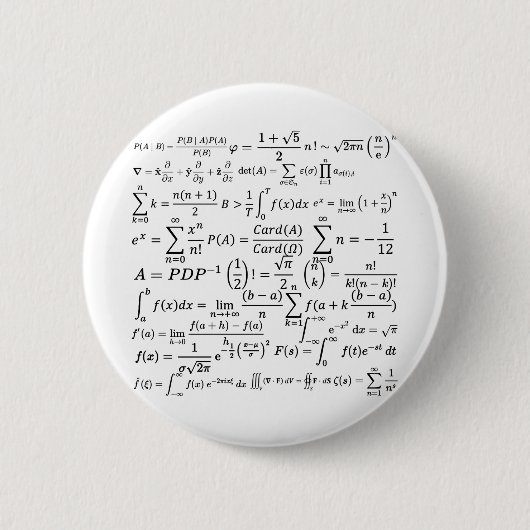 Badge Rond 5 Cm équations mathématiques et formules (Devant)