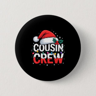Badge Rond 5 Cm Équipage de Cousin Noël Renne Cercles Chapeau Lumi