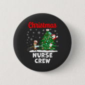 Badge Rond 5 Cm Équipage de l'infirmière de Noël avec Père Noël et (Devant)