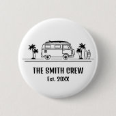 Badge Rond 5 Cm Équipage de Surfeur de Vieille Fourgonnette (Devant)