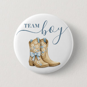 Badge Rond 5 Cm Équipe Bleu Poussiéreux Bottes de Cow-Boy Révélati