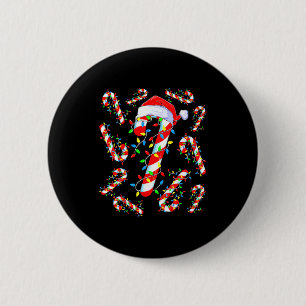 Badge Rond 5 Cm Équipe Bonbon Canne Rouge Et Blanc Santa Drôle de