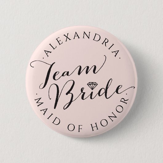 Badge Rond 5 Cm ÉQUIPE BRIDE Script Diamond Mariage fête nuptiale (Devant)