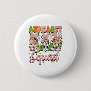 Badge Rond 5 Cm Équipe d'audiologie Funny Lapin de Pâques