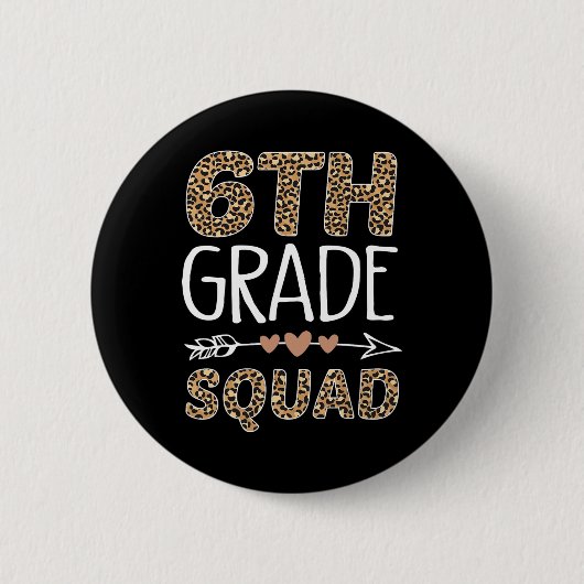 Badge Rond 5 Cm Équipe de 6e année Léopard Enseignant Élève (Devant)