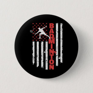 Badge Rond 5 Cm Équipe de badminton Drapeau américain Badminton Us