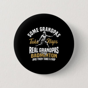 Badge Rond 5 Cm Équipe de badminton Grand-mère Joueuse de badminto
