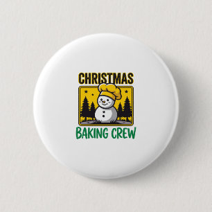Badge Rond 5 Cm Équipe de boulangerie de Noël Bonhomme de neige De