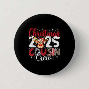 Badge Rond 5 Cm Équipe de cousins de Noël 2025 Pyjama de famille a