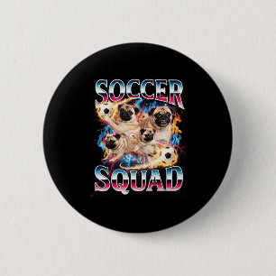 Badge Rond 5 Cm Équipe de foot drôle Mème de chien rétro Cool Brai