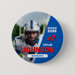 Badge Rond 5 Cm Équipe de football Senior Night Sports de couleur