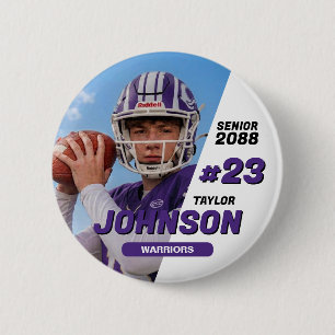 Badge Rond 5 Cm Équipe de football Senior Night Sports de couleur