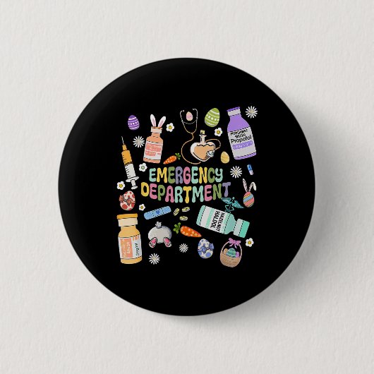 Badge Rond 5 Cm Équipe de l'infirmière de Pâques des urgences (Devant)