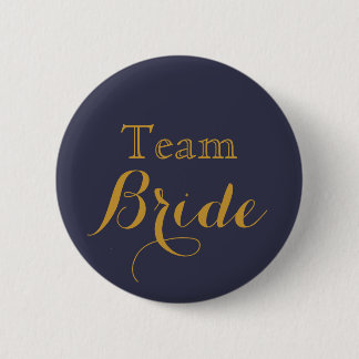 Badge Rond 5 Cm Équipe de Mariage Blue Gold