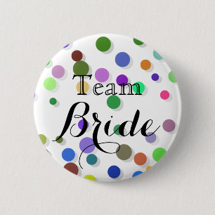 Badge Rond 5 Cm Équipe de Mariage Pois coloré
