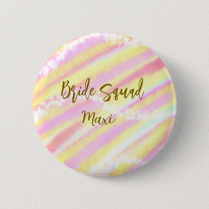 Badge Rond 5 Cm Équipe de mariée paillettes rose pastel doré