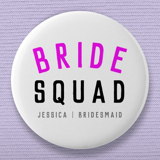 Badge Rond 5 Cm Équipe de mariées | Bridesmaid Chaud Rose Bachelor