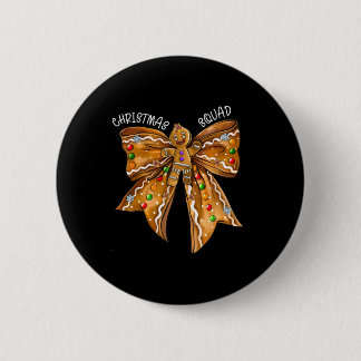 Badge Rond 5 Cm Équipe de Noël Gingerbread Bow Coquette Noen Xmas