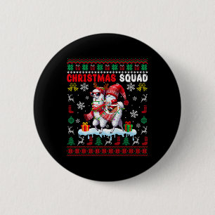 Badge Rond 5 Cm Équipe de Noël Santa Gnome à cheval sur Llama Renn