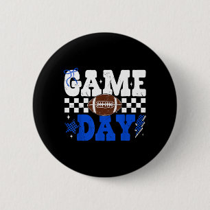 Badge Rond 5 Cm Équipe de nœud coquette bleu royal de football jou