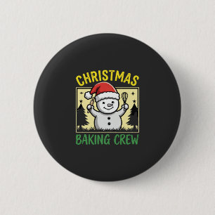 Badge Rond 5 Cm Équipe de pâtisserie de Noël Bonhomme de neige de