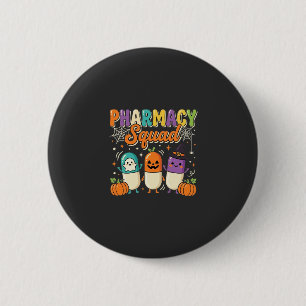 Badge Rond 5 Cm Équipe de pharmacie Halloween Ghost Pills Design_1