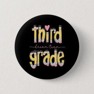 Badge Rond 5 Cm Équipe de rêve de troisième année rétro Crayon Pro