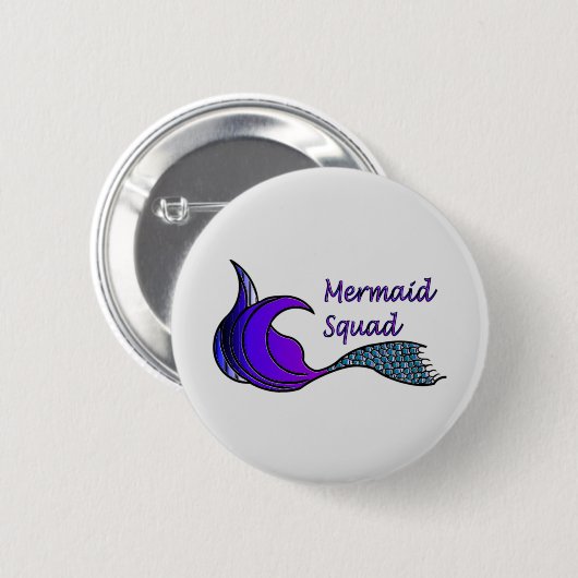 Badge Rond 5 Cm Équipe de sirènes en violet foncé et turquoise (Devant & derrière)