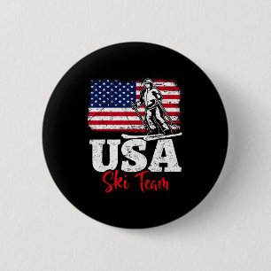 Badge Rond 5 Cm Équipe de ski Usa amérique ski sports d'hiver ski