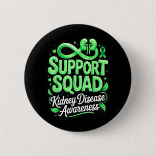 Badge Rond 5 Cm Équipe de soutien au ruban vert Maladie rénale