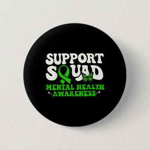 Badge Rond 5 Cm Équipe de soutien Papillon Ruban Vert Santé Mental