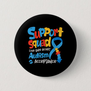 Badge Rond 5 Cm Équipe de soutien pour la sensibilisation à l'auti