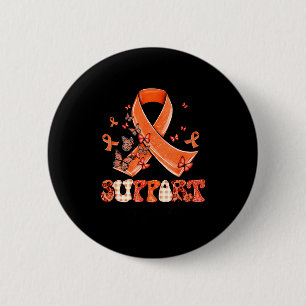 Badge Rond 5 Cm Équipe de soutien Ruban orange Papillon Sclérose e