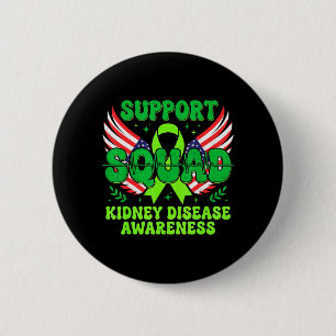 Badge Rond 5 Cm Équipe de soutien Ruban Vert Maladie Rénale