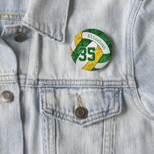 Badge Rond 5 Cm équipe de volley-ball féminine d'or vert couleurs