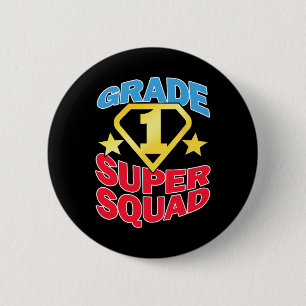 Badge Rond 5 Cm Équipe d'enseignants superhero de 1re année