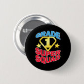 Badge Rond 5 Cm Équipe d'enseignants superhero de 1re année (Devant & derrière)