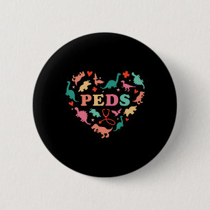Badge Rond 5 Cm Équipe d'infirmières pédiatriques Cœur de dinosaur