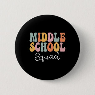 Badge Rond 5 Cm Équipe du collège Rétro Vintage Super Premier jour